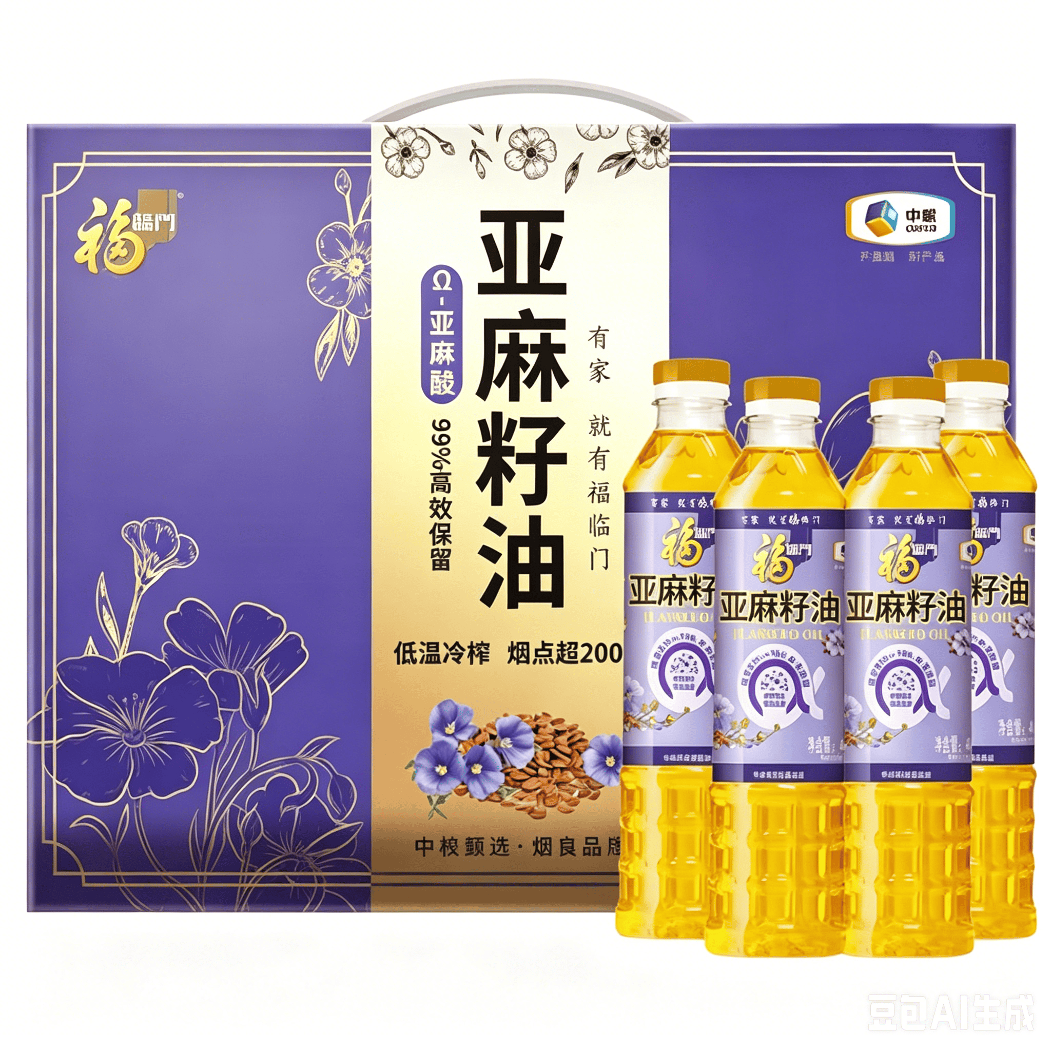 福临门亚麻籽油400ml*4礼盒