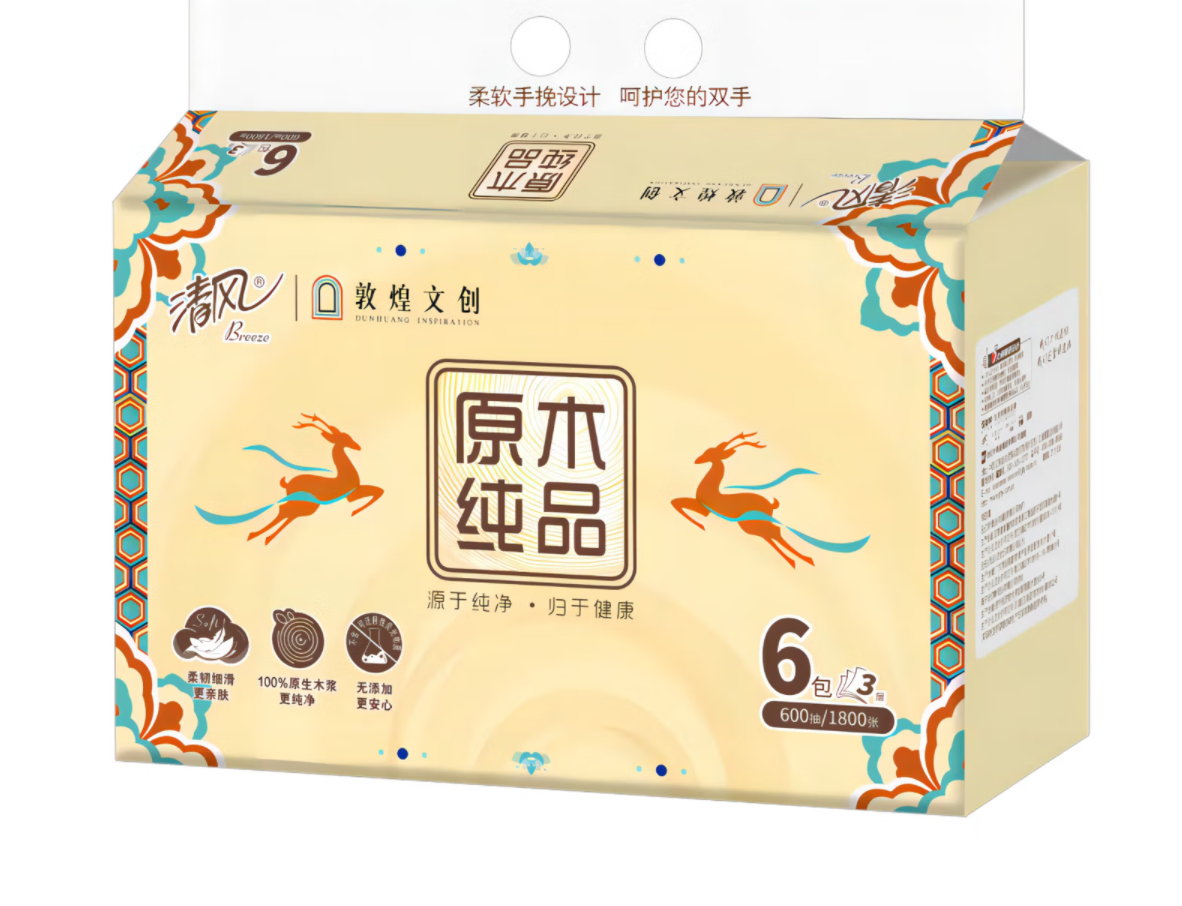 清风100抽*6抽取式面巾纸AR60SZ（敦煌包装）