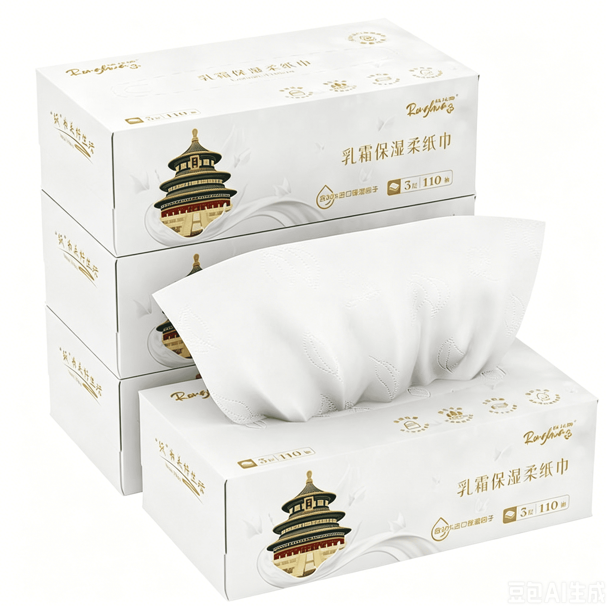 绒花牌乳霜保湿柔纸巾 （盒装）