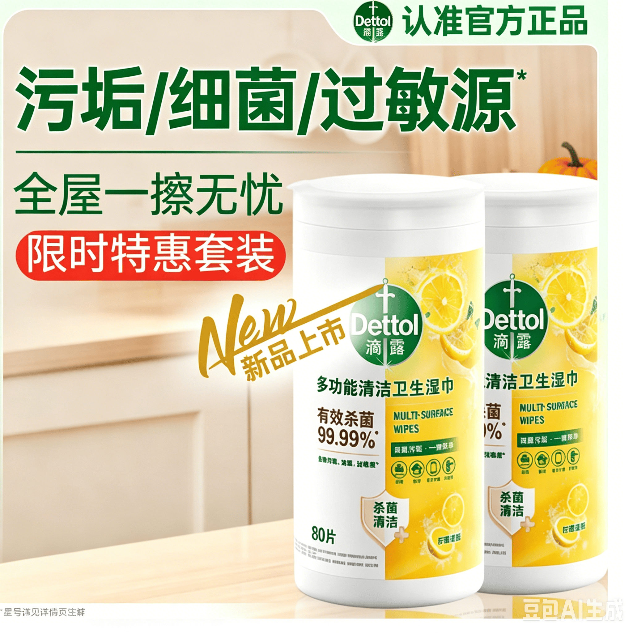 滴露多功能清洁卫生湿巾