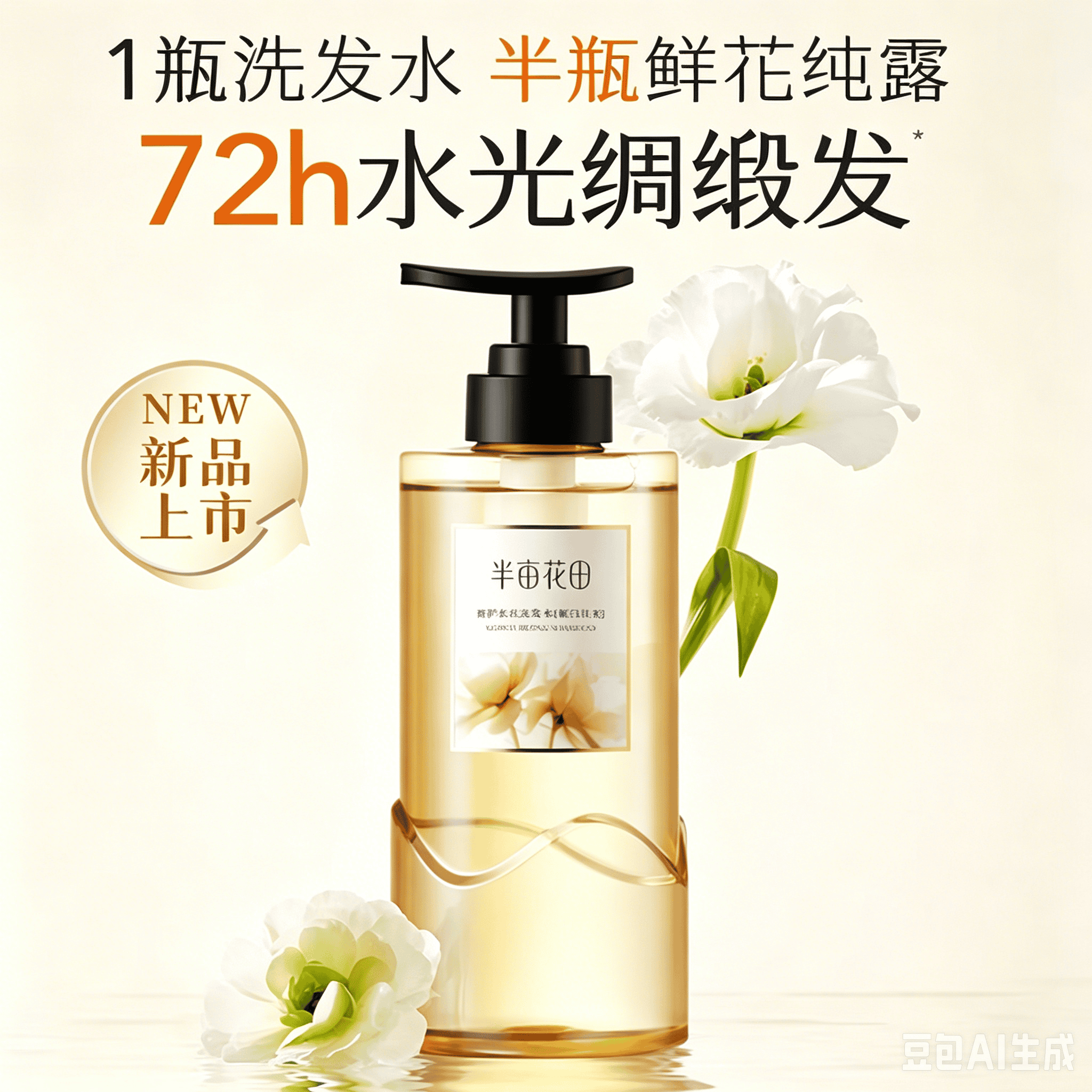 半亩花田鲜花纯露水光柔顺洗发水