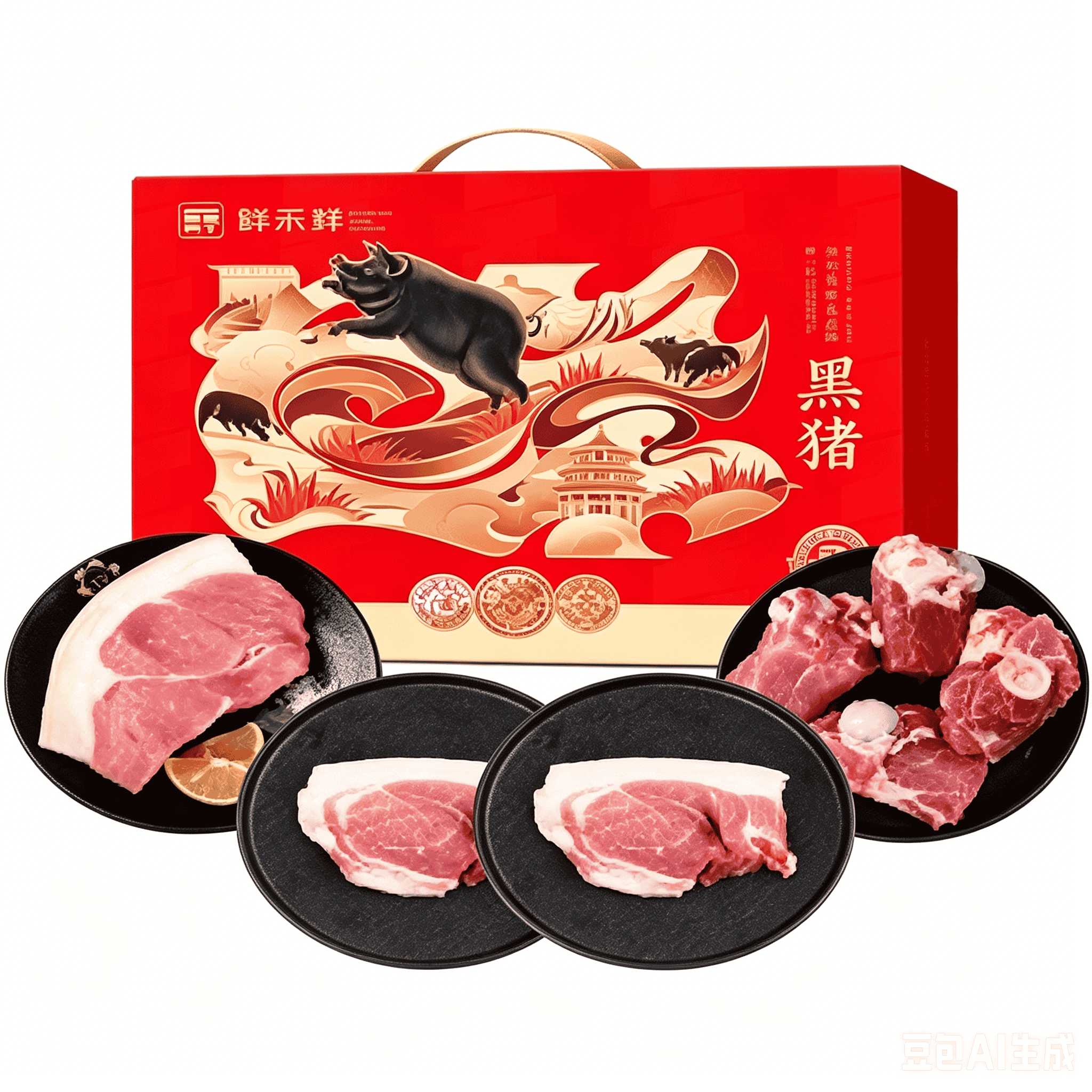 鲜禾鲜鲜黑猪肉礼盒A款2400g